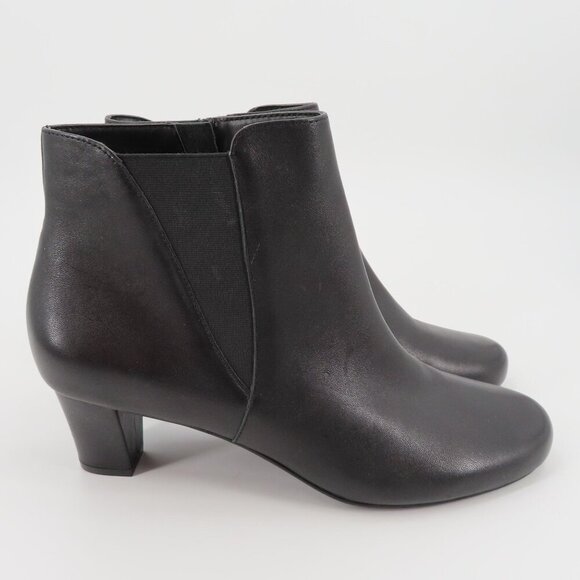 David Tate Womens 11 M Solid Black Leather Upper Ankle Boots Booties Zippered - Picture 7 of 12